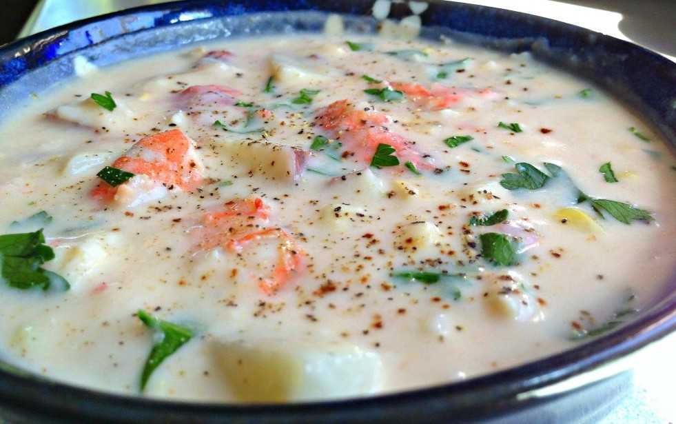 суп с креветками и плавленным сыром