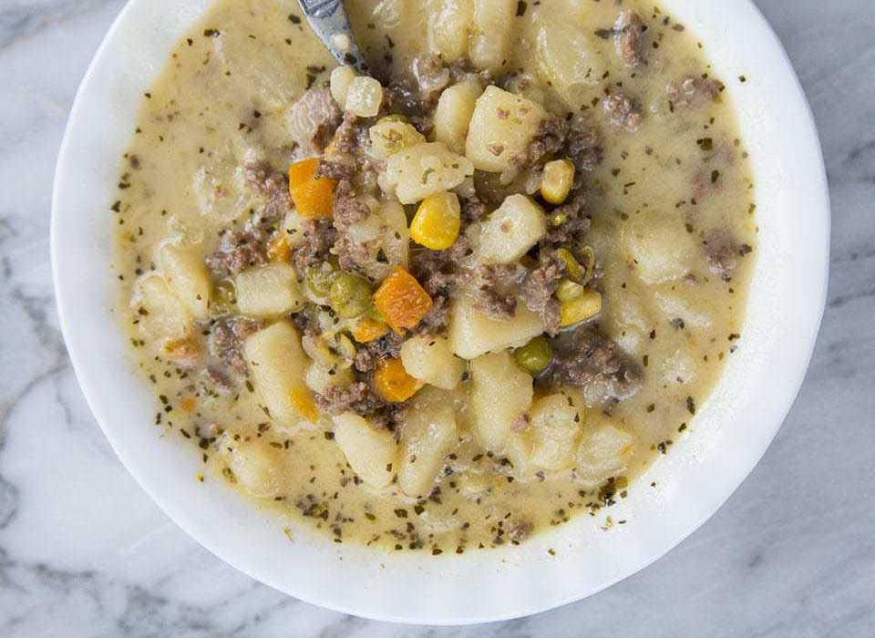 Крем-суп с говядиной и картошкой