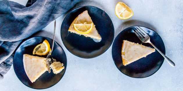 Веганский лимонный пирог с глазурью