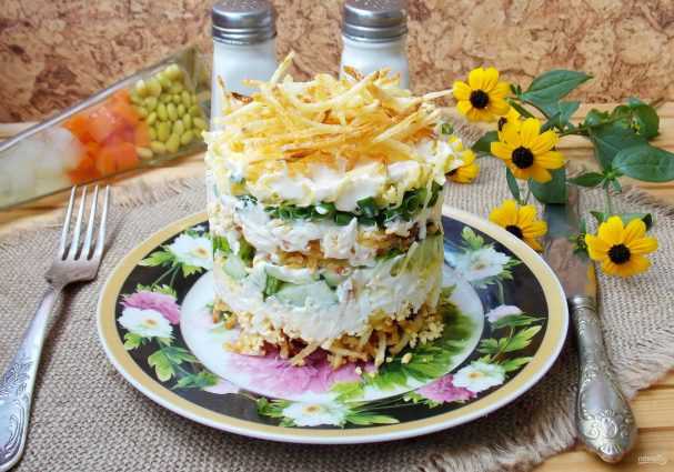 слоеный салат с картошкой пай
